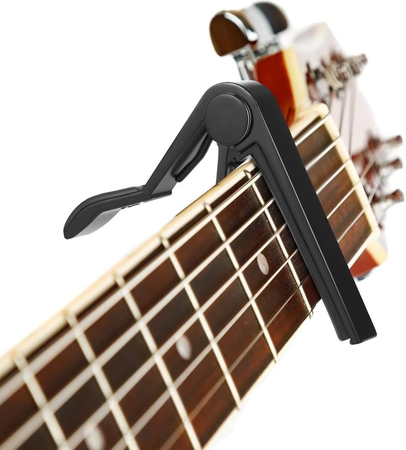 JINWEE Capo，Guitar Capo for Acoustic and Electric Guitars with 5 Picks(Black) - Image 4